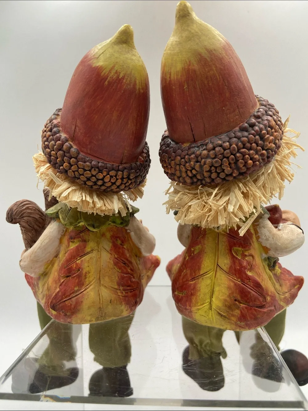 Vintage Acorn Boys Shelf Sitters Resin Figurines Fall Thanksgiving Set of 2